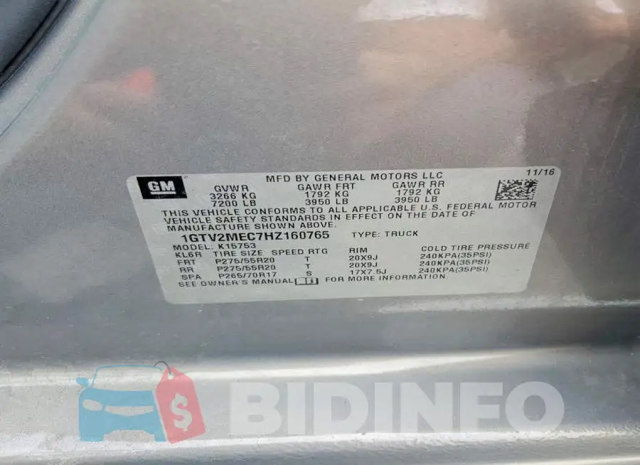 1GTV2MEC7HZ160765 Photo# 12