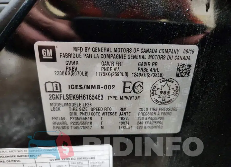 2GKFLSEK9H6165463 Photo# 13