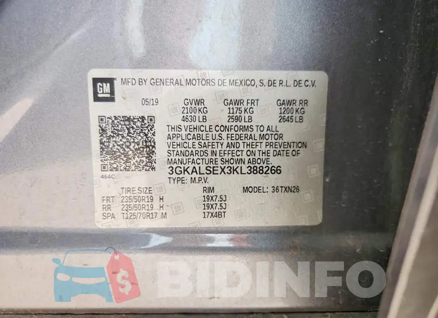3GKALSEX3KL388266 Photo# 13