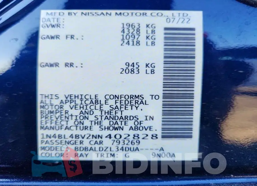 1N4BL4BV2NN402828 Photo# 13