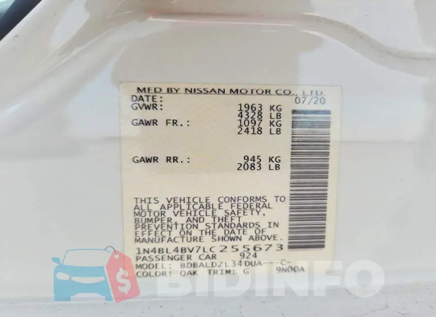 1N4BL4BV7LC255673 Photo# 12