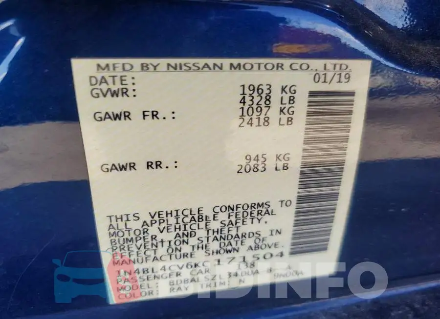 1N4BL4CV6KC171504 Photo# 12