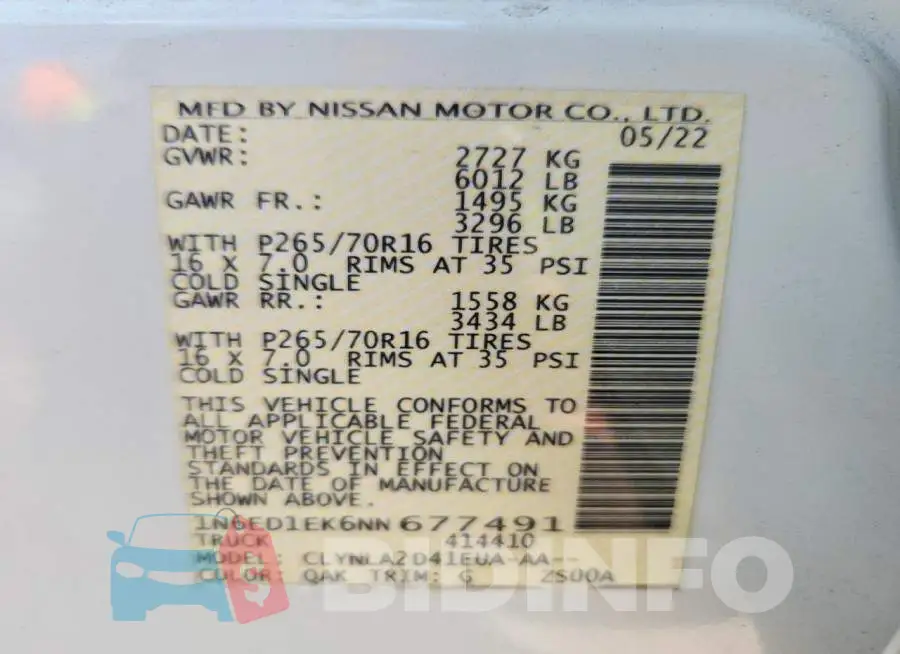 1N6ED1EK6NN677491 Photo# 13