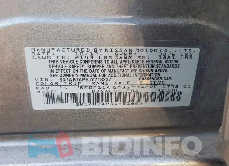 3N1AB7AP5JY218237 Photo# 12