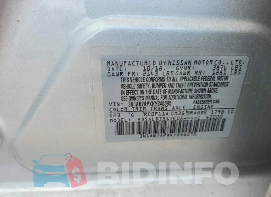 3N1AB7APXKY245595 Photo# 13