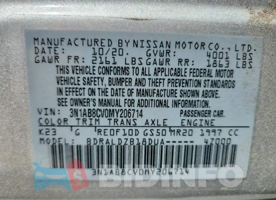 3N1AB8CV0MY206714 Photo# 12