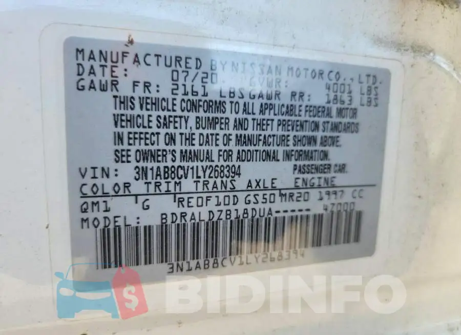 3N1AB8CV1LY268394 Photo# 13