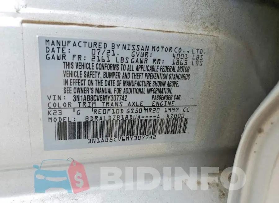 3N1AB8CV6MY307742 Photo# 12