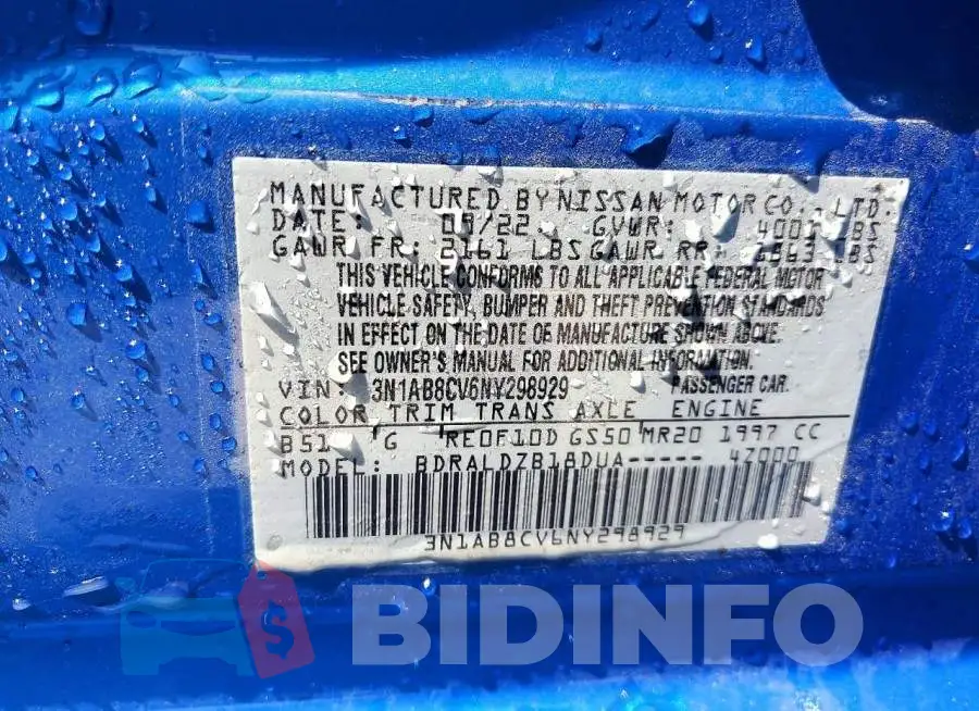 3N1AB8CV6NY298929 Photo# 12