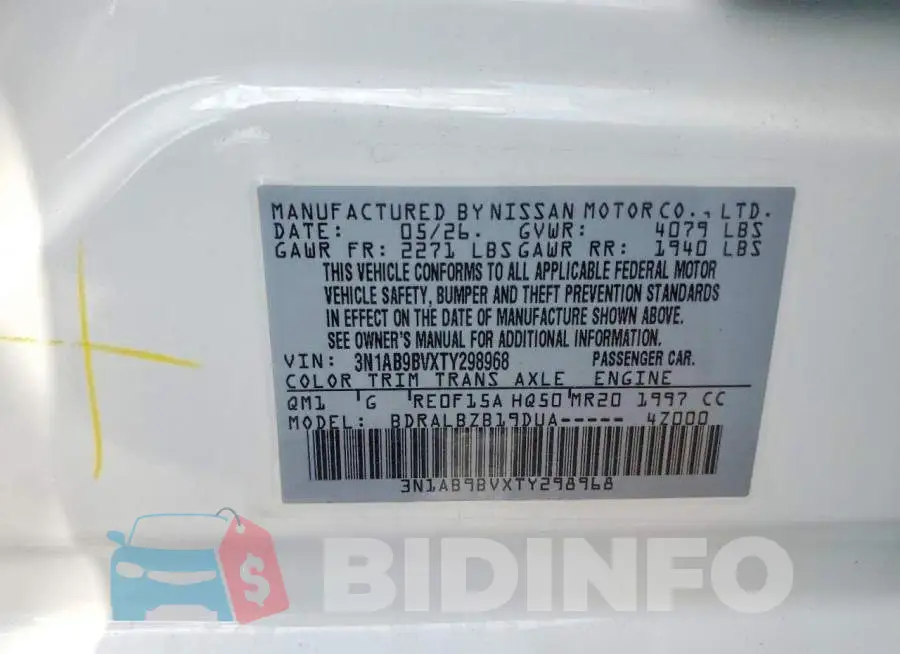 3N1AB9BVXTY298968 Photo# 13