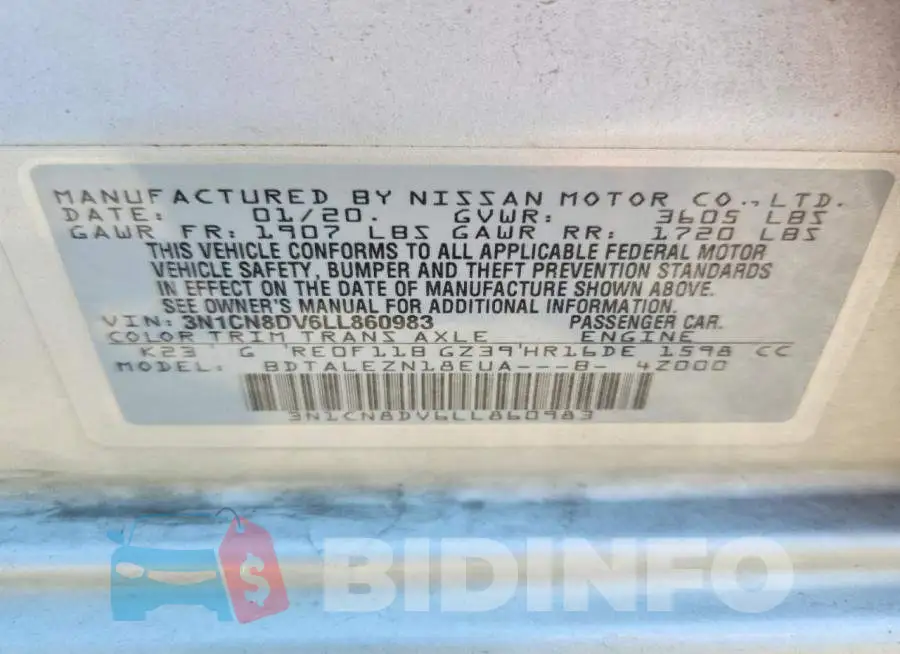 3N1CN8DV6LL860983 Photo# 12
