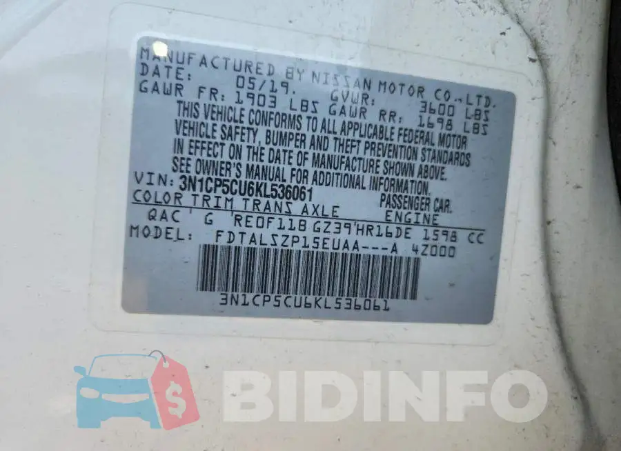 3N1CP5CU6KL536061 Photo# 12
