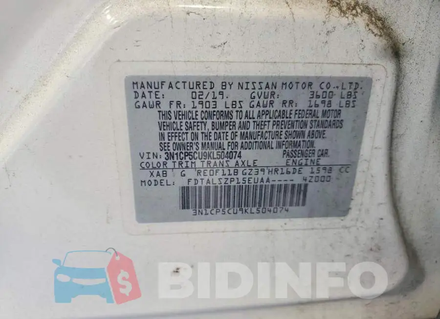3N1CP5CU9KL504074 Photo# 14
