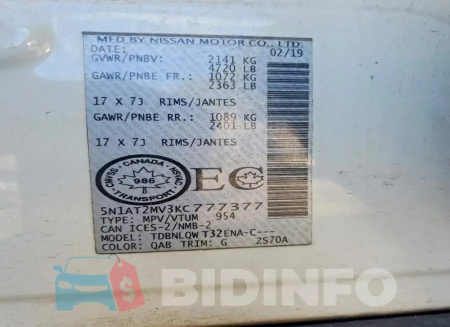 5N1AT2MV3KC777377 Photo# 14