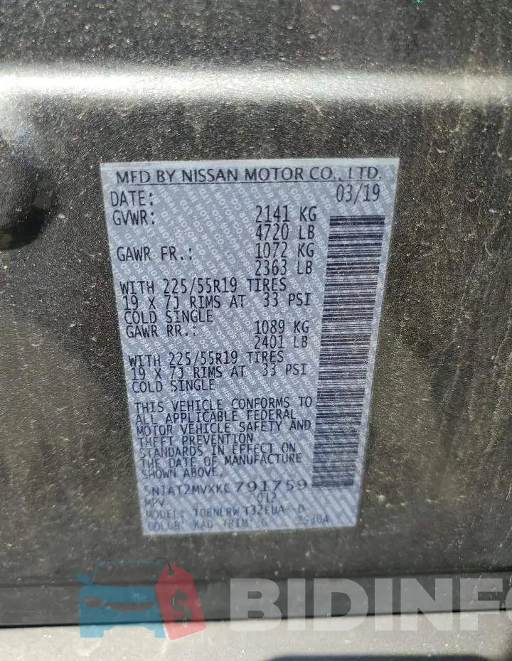 5N1AT2MVXKV791759 Photo# 13