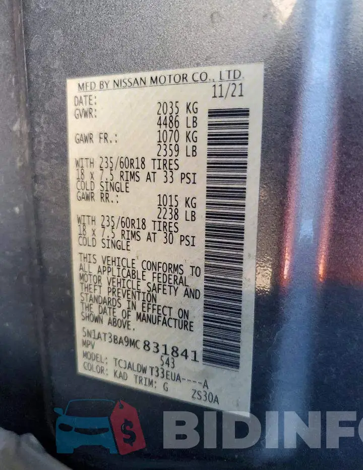 5N1AT3BA9MC831841 Photo# 12