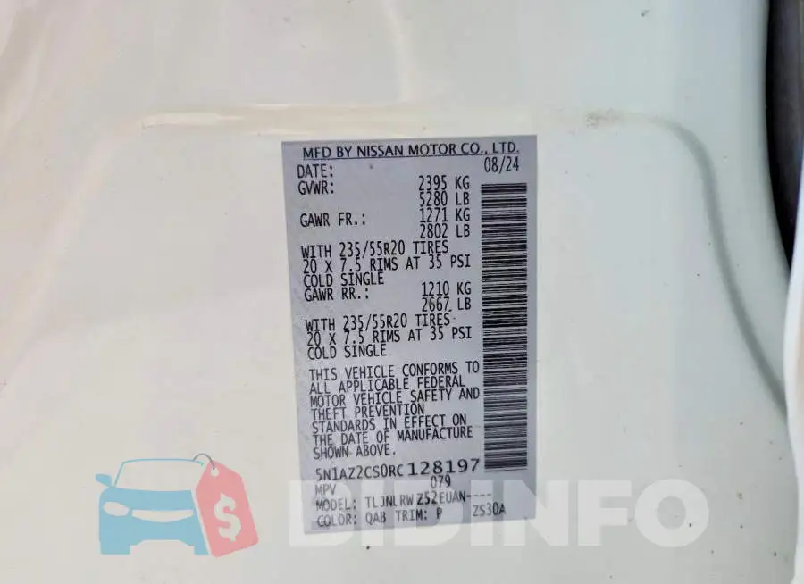 5N1AZ2CS0RC128197 Photo# 12