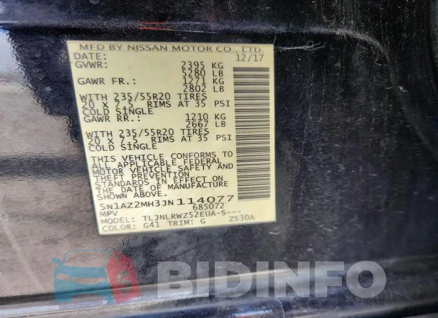 5N1AZ2MH3JN114077 Photo# 12