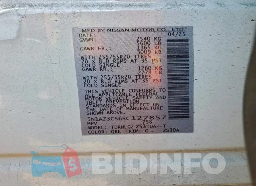 5N1AZ3CS6SC127857 Photo# 13