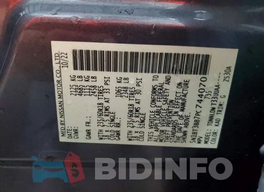 5N1BT3BB7PC744070 Photo# 12