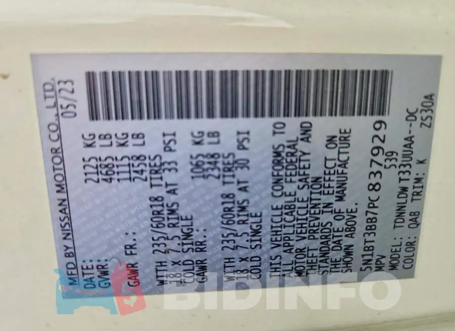 5N1BT3BB7PC837929 Photo# 14