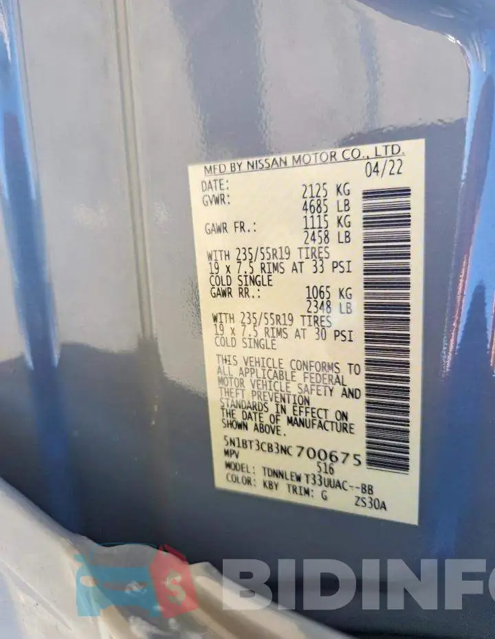 5N1BT3CB3NC700675 Photo# 13
