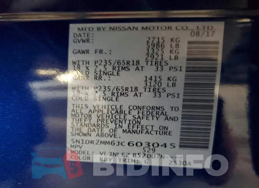 5N1DR2MM6JC603045 Photo# 14