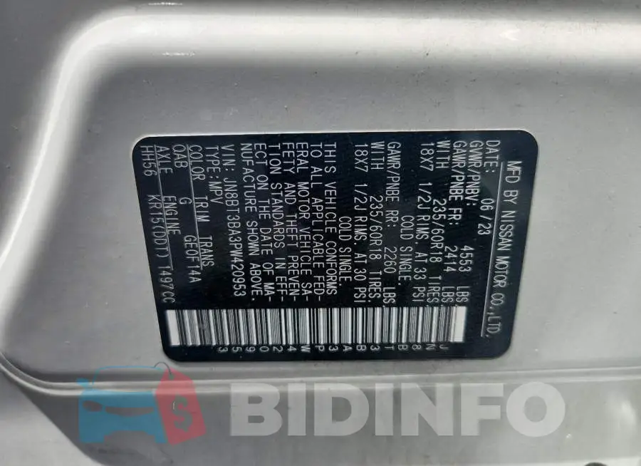 JN8BT3BA3PW420953 Photo# 13