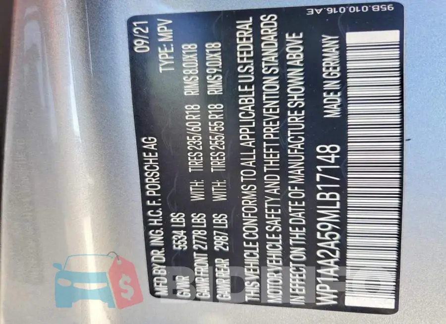 WP1AA2A59MLB17148 Photo# 13