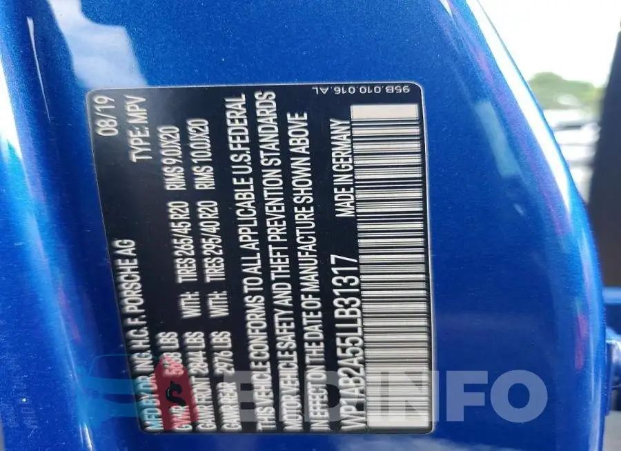 WP1AB2A55LLB31317 Photo# 13