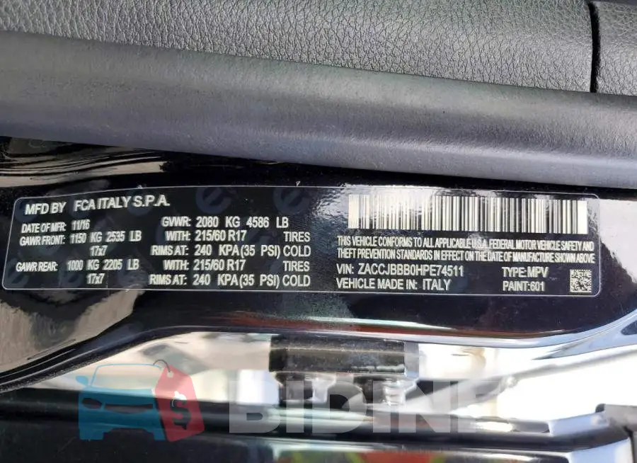 ZACCJBBB0HPE74511 Photo# 13