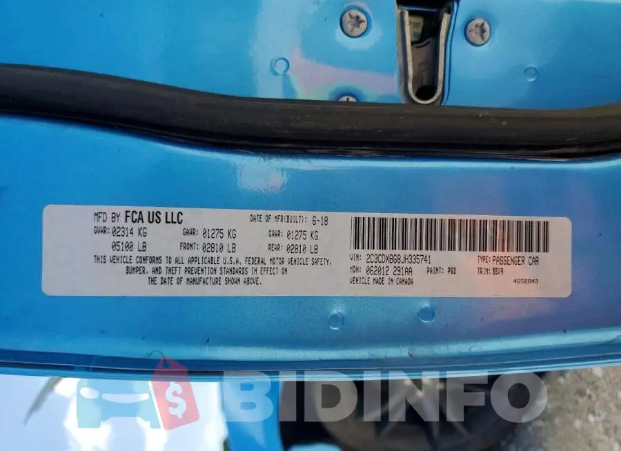 2C3CDXBG8JH335741 Photo# 13