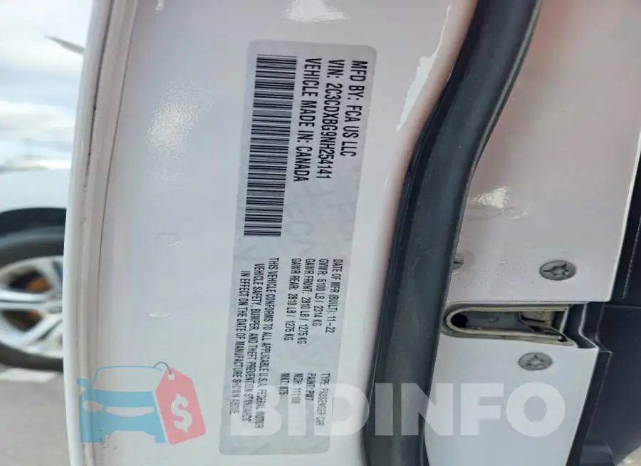 2C3CDXBG9NH254141 Photo# 12