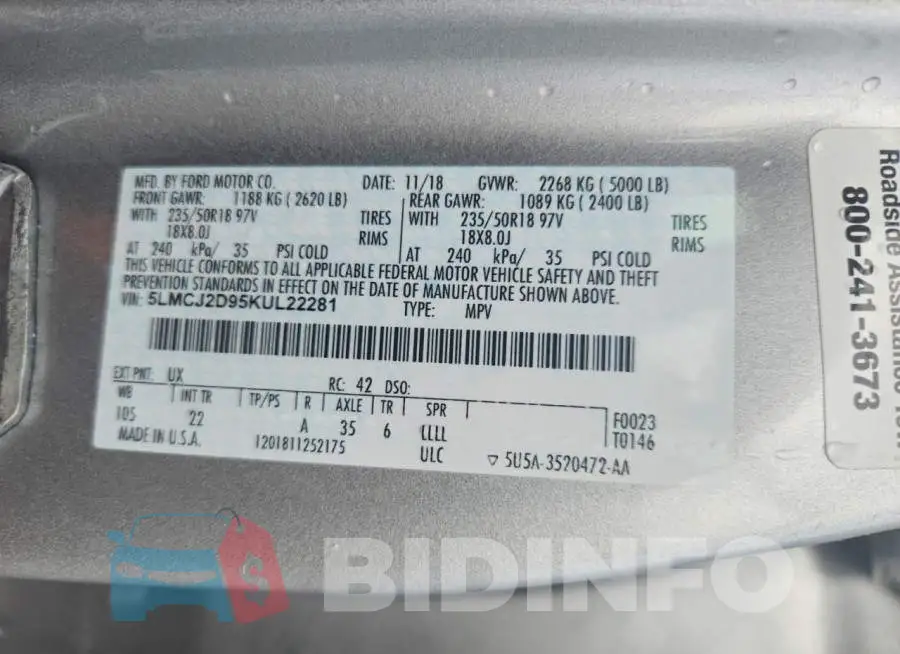 5LMCJ2D95KUL22281 Photo# 13