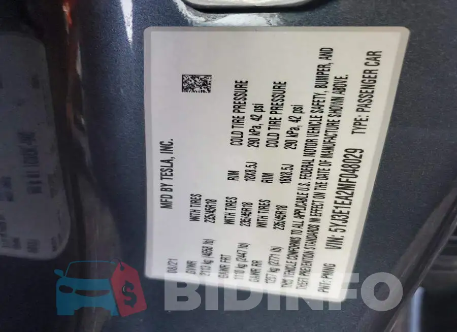 5YJ3E1EA2MF048029 Photo# 12