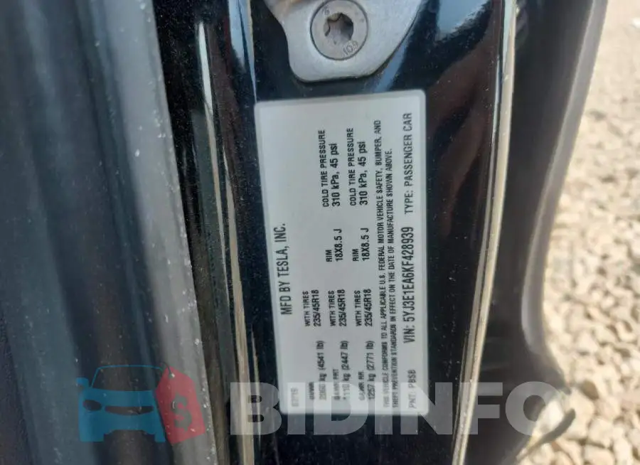 5YJ3E1EA6KF428939 Photo# 12