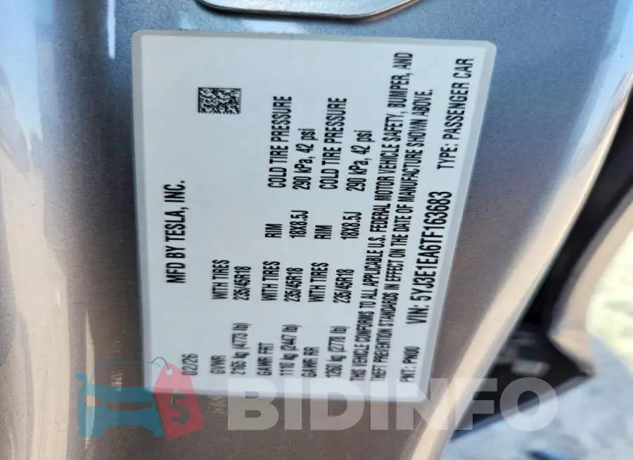 5YJ3E1EA6TF163683 Photo# 12