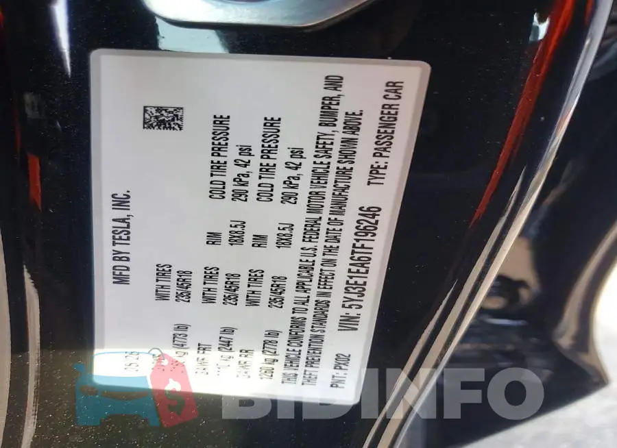 5YJ3E1EA6TF196246 Photo# 14