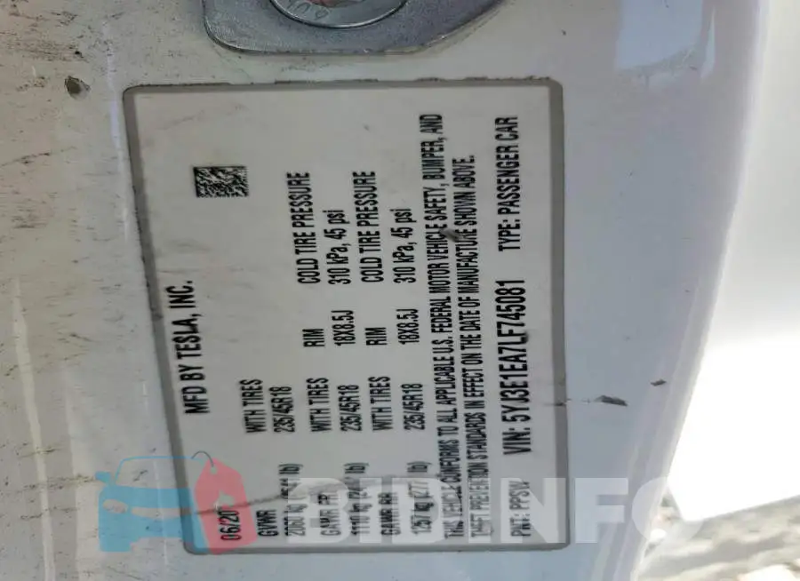 5YJ3E1EA7LF745081 Photo# 12