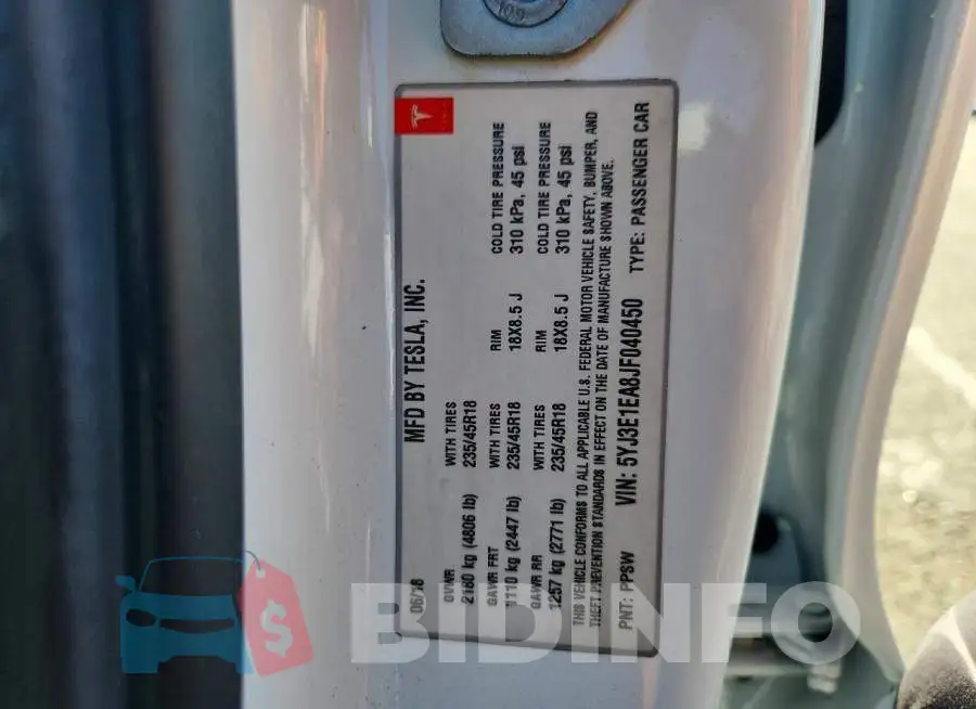 5YJ3E1EA8JF040450 Photo# 12