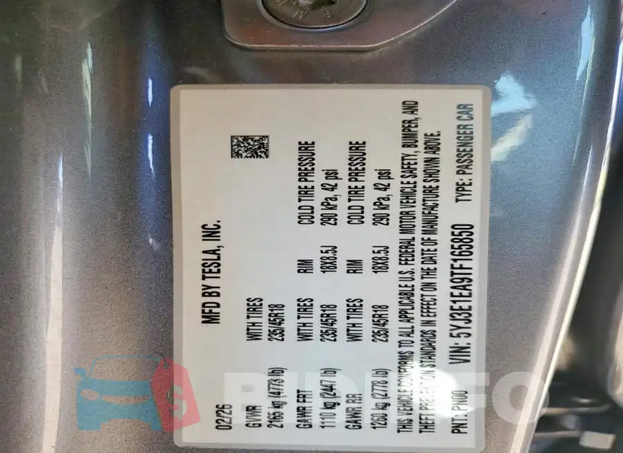 5YJ3E1EA9TF165850 Photo# 12