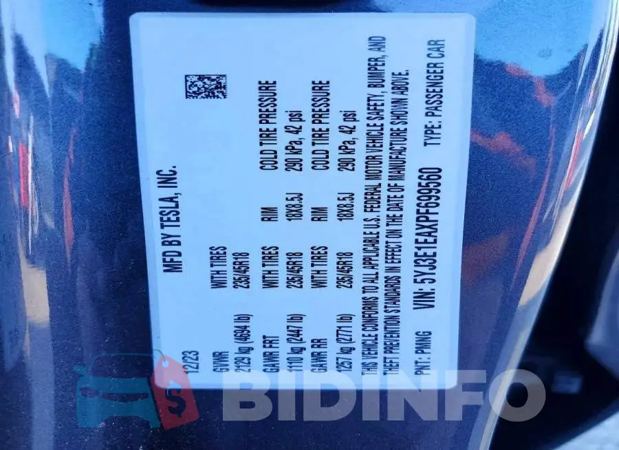 5YJ3E1EAXPF699560 Photo# 12