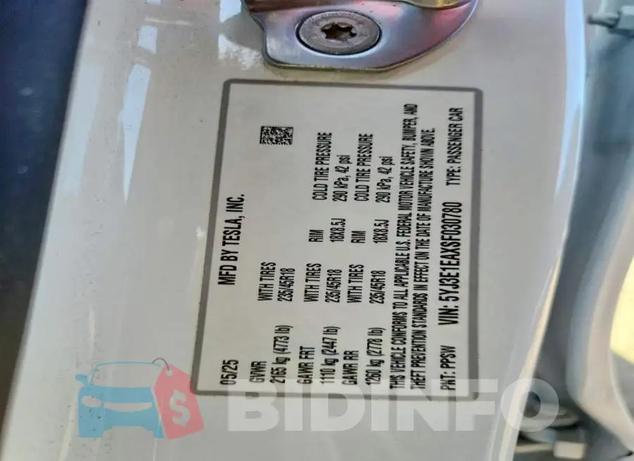 5YJ3E1EAXSF030780 Photo# 13