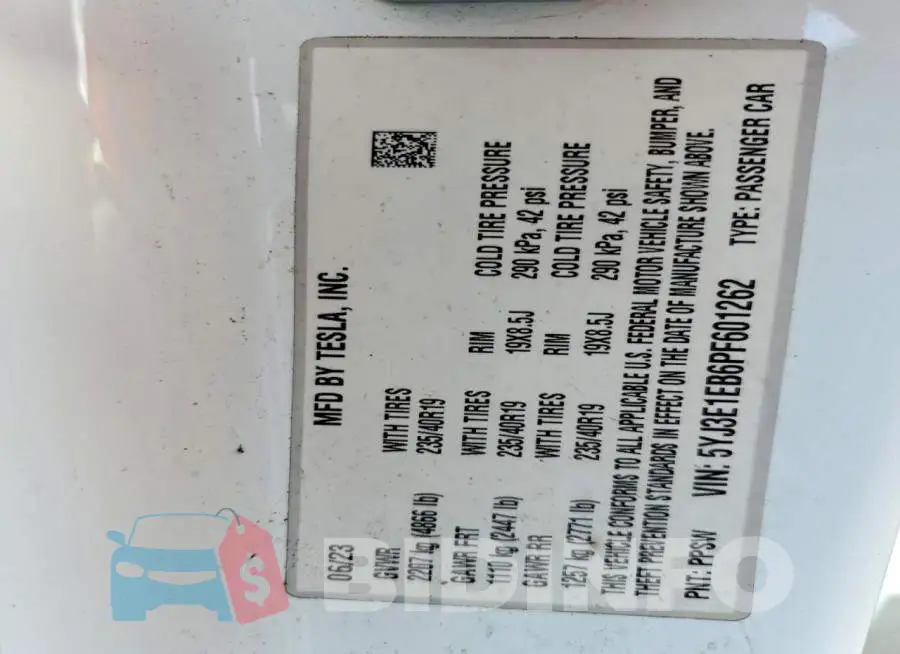 5YJ3E1EB6PF601262 Photo# 12