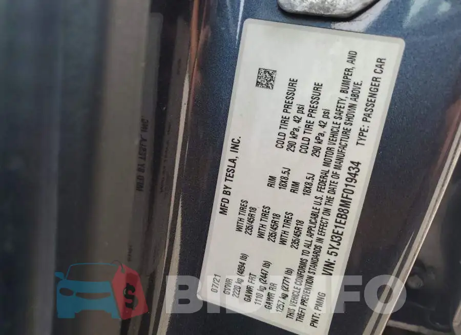 5YJ3E1EB8MF019434 Photo# 12