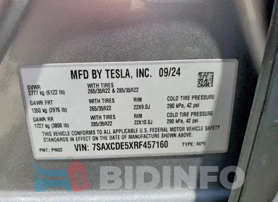 7SAXCDE5XRF457160 Photo# 12