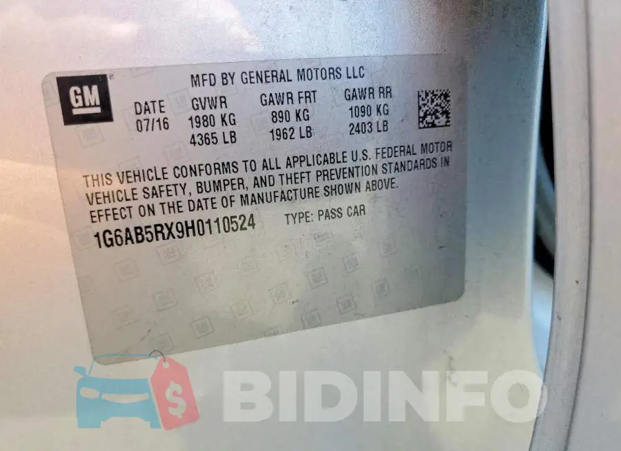1G6AB5RX9H0110524 Photo# 13