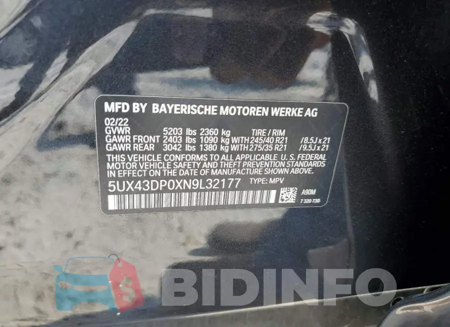 5UX43DP0XN9L32177 Photo# 14