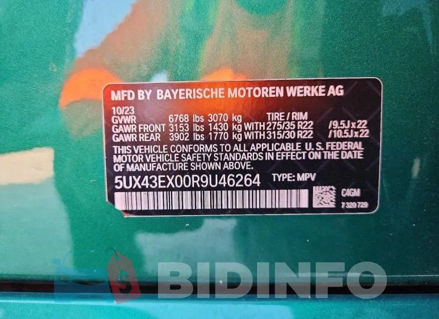 5UX43EX00R9U46264 Photo# 13