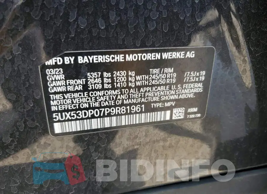 5UX53DP07P9R81961 Photo# 13
